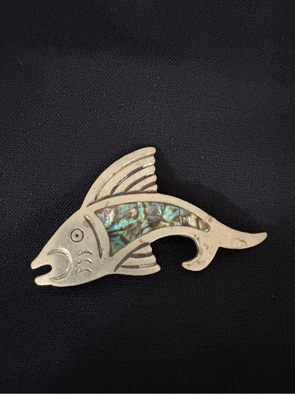 Vintage Alpaca Taxco likely Mexican Silver Abalone fish pin